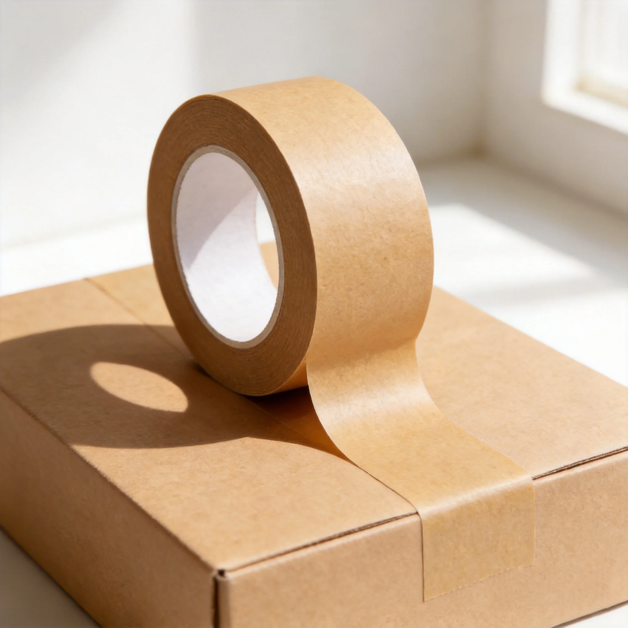 5 Pack Brown Kraft Paper Tape 50mm x 50m Self Adhesive Packing Tape for Carton Sealing Shipping Moving Gift Wrapping