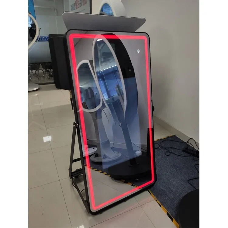 Wedding large screen adjustable and foldable selfie complete set photo booth machine with printer LED frame