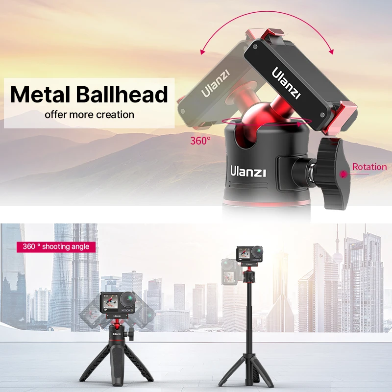 Ulanzi MT-50 Magnetic Quick Release Tripod for DJI Osmo Action 3 Extendable Tripod Ballhead for DJI Action 3 Accessories