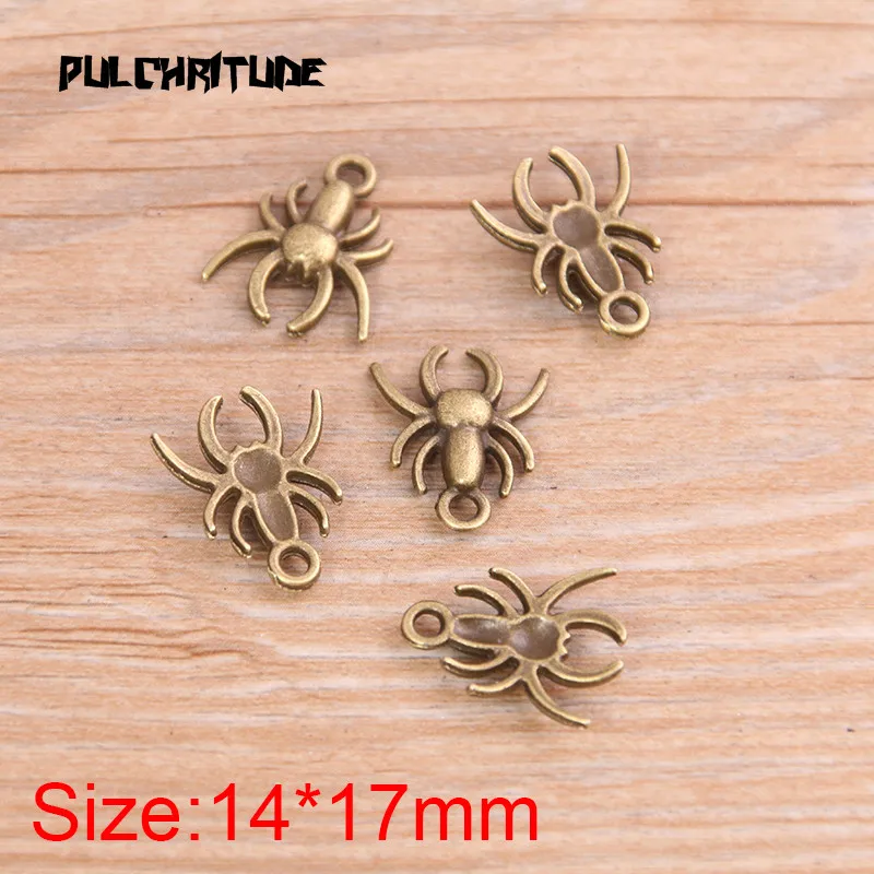 20PCS 14*17mm New Product Two Color Spider Charms Animal Pendant Jewelry Metal Alloy Jewelry Marking