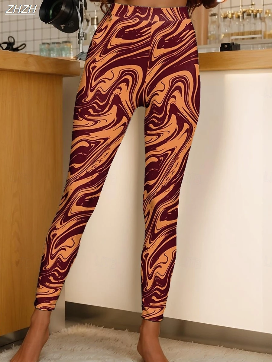 2025 Women's Leggings Graphic Abstract  Pants Trousers Polyester Spandex Stretch Elastic Waist,Control Fall Winter Streetwear