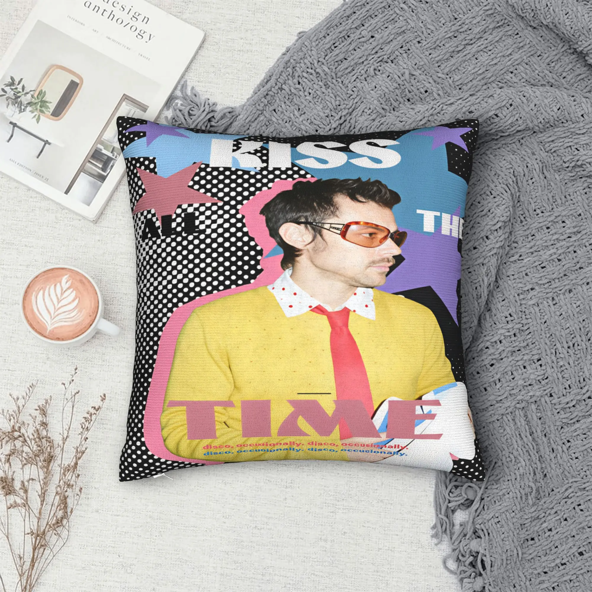 Harrys S-Styles Kiss Al the Time Pillow Case  Square Pillow Cover For Sofa Couch Bed Living Room Cute Funny Cushion Cover