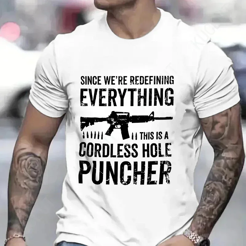 

2025 New Fun M4 Assault Rifle Fashion Printed T-shirt Men's summer 100% cotton casual loose breathable short sleeve