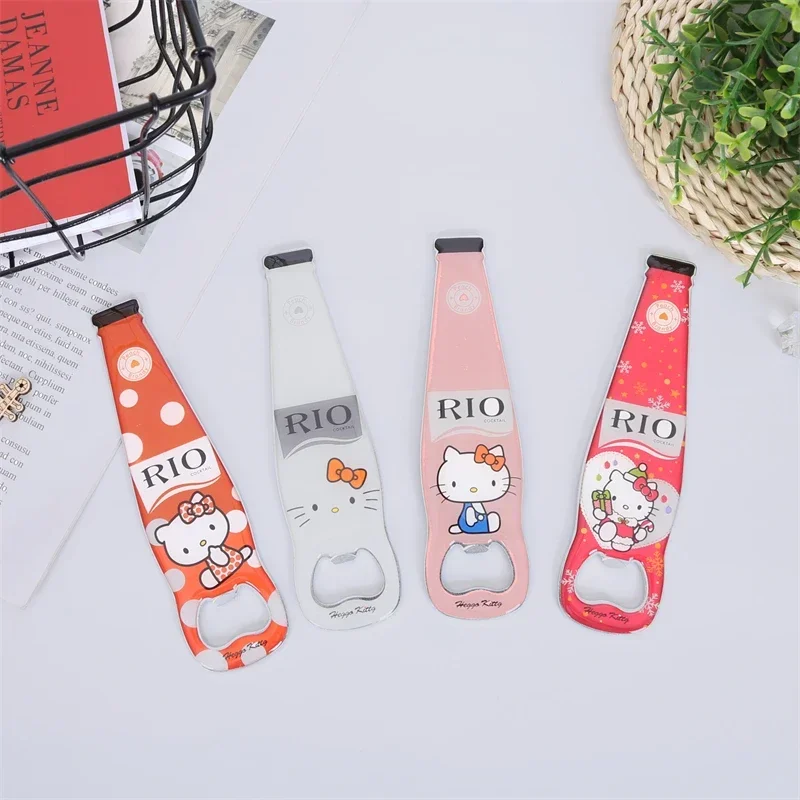 Cute Sanrio Hello Kitty Bottle Opener Cartoon Silica Gel Refrigerator Pasting Metal Household Beer Bottle Opener Holiday Gifts