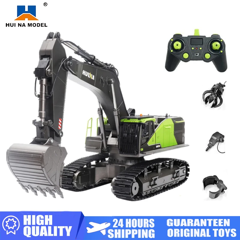 HUINA 1593 1/14 RC Excavator Truck Alloy 2.4GHz Radio Controlled Car 22 Channel Construction Vehicle Sound Toys for Boys Gifts