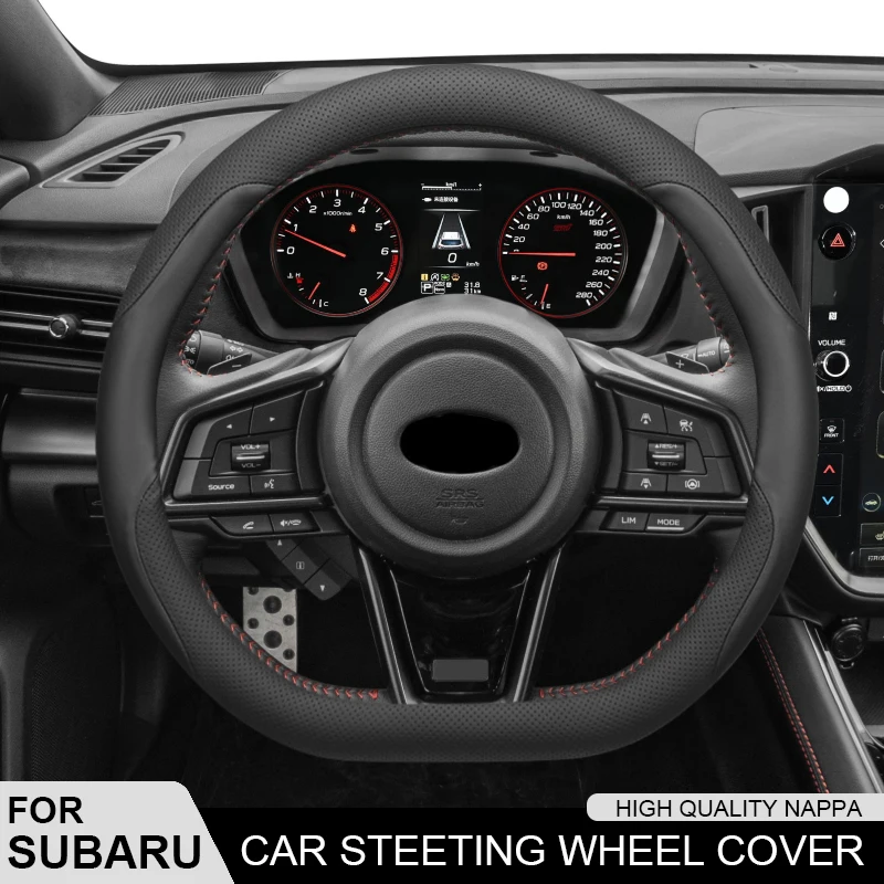 

For Subaru Brz Wrx Xv Ascent Forester Outback Impreza Legacy Car Anti-Slip Carbon Fiber Leather Steering Wheel Cover Accessories