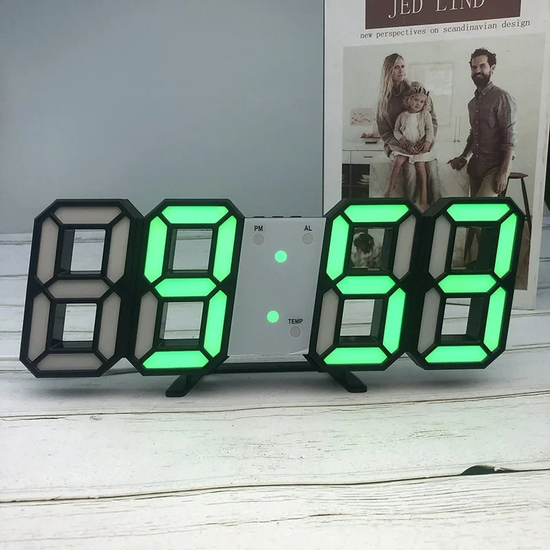 LED Digital Wall Clock with 3 levels Brightness Alarm Clocks Wall Hanging Clock Wall clocks Home decor