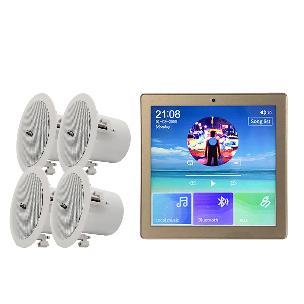 4 Inch Mini Home Theatre In Wall Amplifier Full Screen Touch Wall Amplifier With 8 Stereo Surround Audio Ceiling Speaker