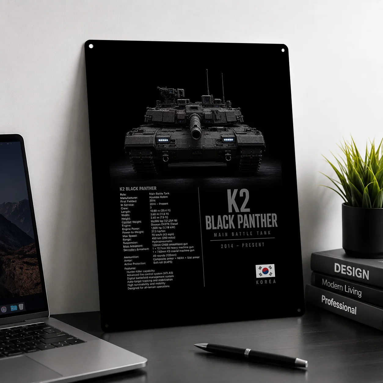 K2 Black Panther Main Battle Tank Metal Poster Perfect Gift for Fans Lovers Personalized Wall Art Metal Sign for Bar Accessories