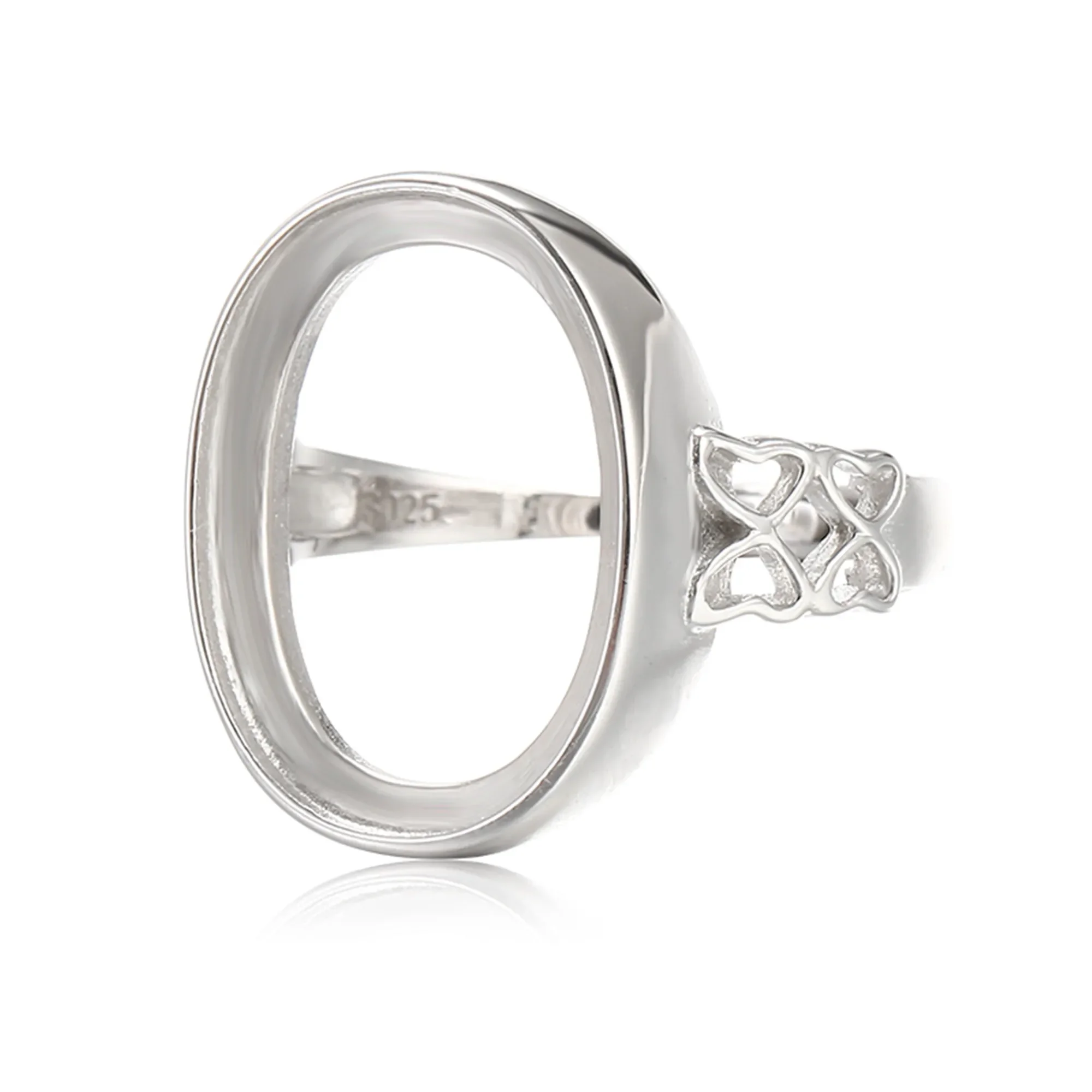 

Ring Base for 13x18mm Oval Cabochons Ring Setting White Gold Plated 925 Silver Adjustable Ring Component