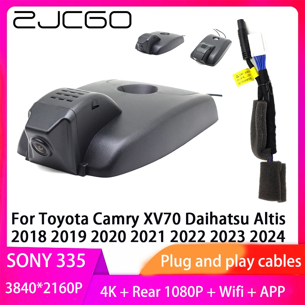 ZJCGO Plug and Play DVR Dash Cam 4K 2160P Video Recorder For Toyota Camry XV70 Daihatsu Altis 2018 2019 2020 2021 2022 2023 2024