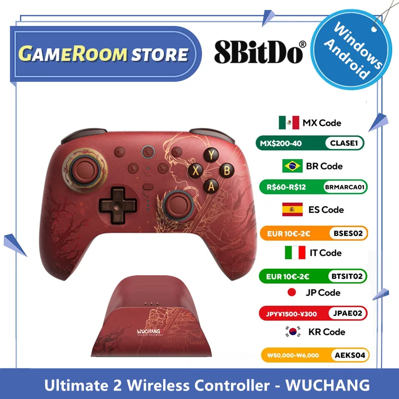 وحدة تحكم لاسلكية 8BitDo Ultimate 2 - لوحة ألعاب WUCHANG 2.4G مع قاعدة شحن Windows Android TMR Joysticks Game