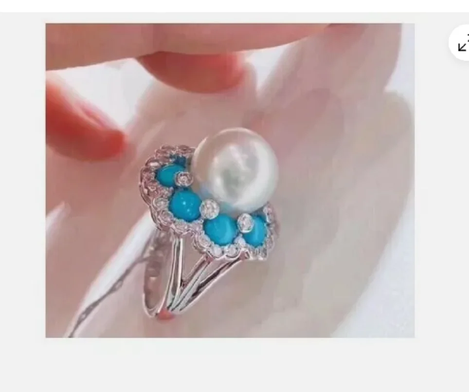 

Новое великолепное ОГРОМНОЕ кольцо с белым КРУГЛЫМ жемчугом Южных морей AAAA диаметром 10–11 мм 925S