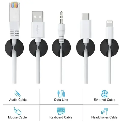 20個入り ケーブルクリップ ウィンダーオーガナイザー 丸型充電コードクリップ デスク整理用 ワイヤー粘着ホルダー クランプ 家庭 オフィス 車用