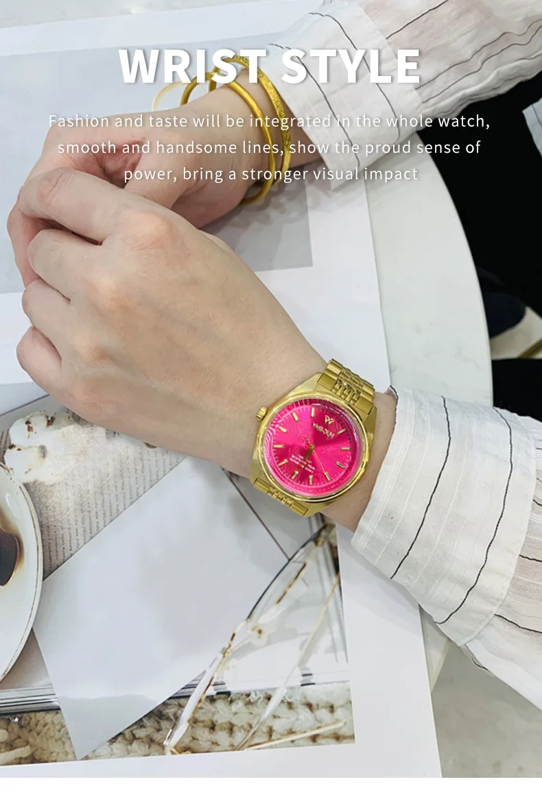 YASHIDUN 2025新作 レディース腕時計 クォーツ腕時計 高級 シンプル文字盤 ラグジュアリーゴールドカラー レディース ヴィンテージ腕時計 防水
