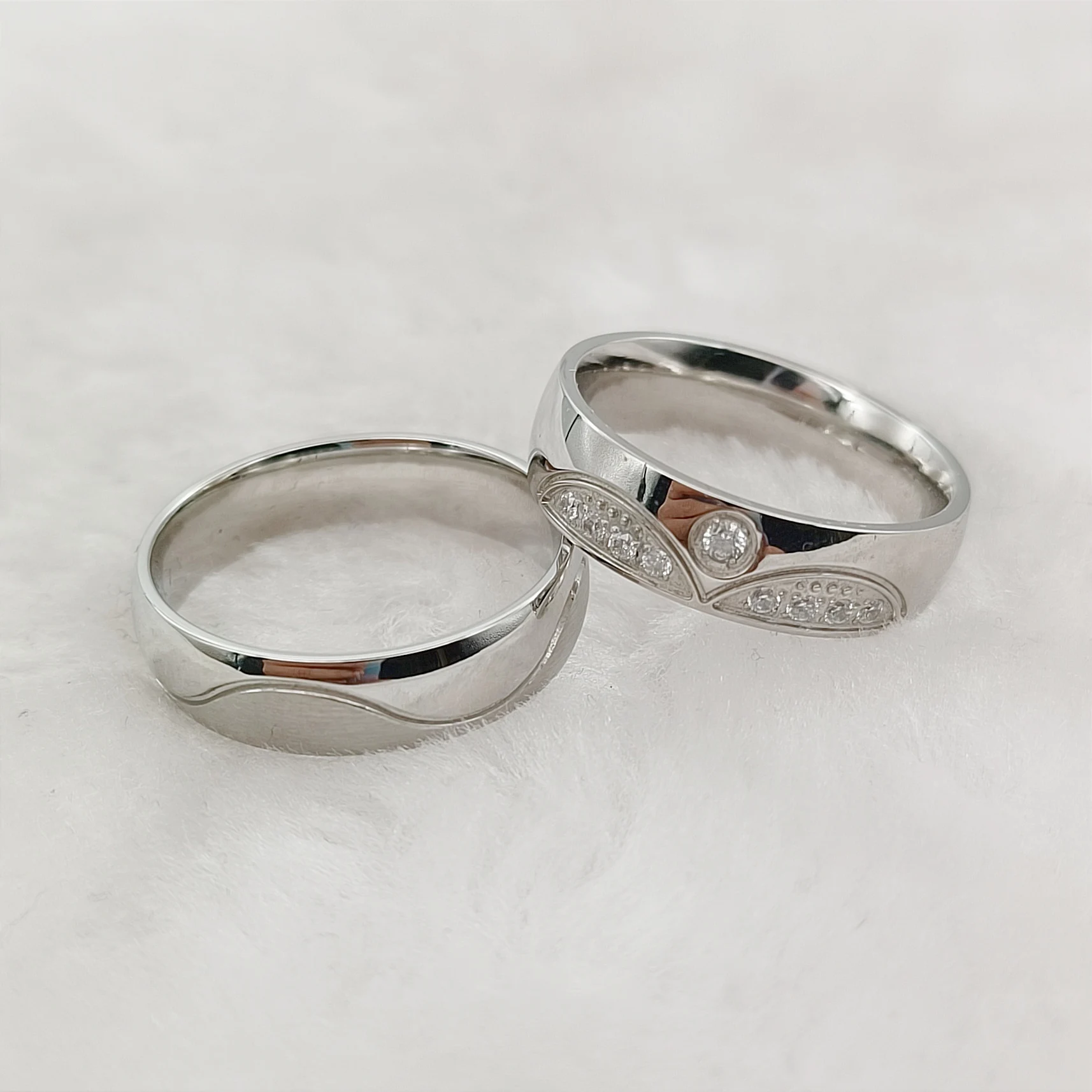 High Quality Crown Titanium Jewellery Lover Ring Promise Silvery His And Hers Wedding Engagement Rings Couple