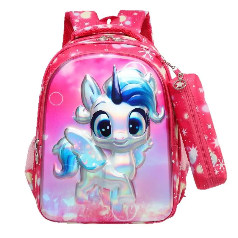 

2025 2PCS Unicorn Backpack for Girls Princess Kids School Bag Waterproof Fairy Tale Schoolbag Book Bags for Teen Girls mochila