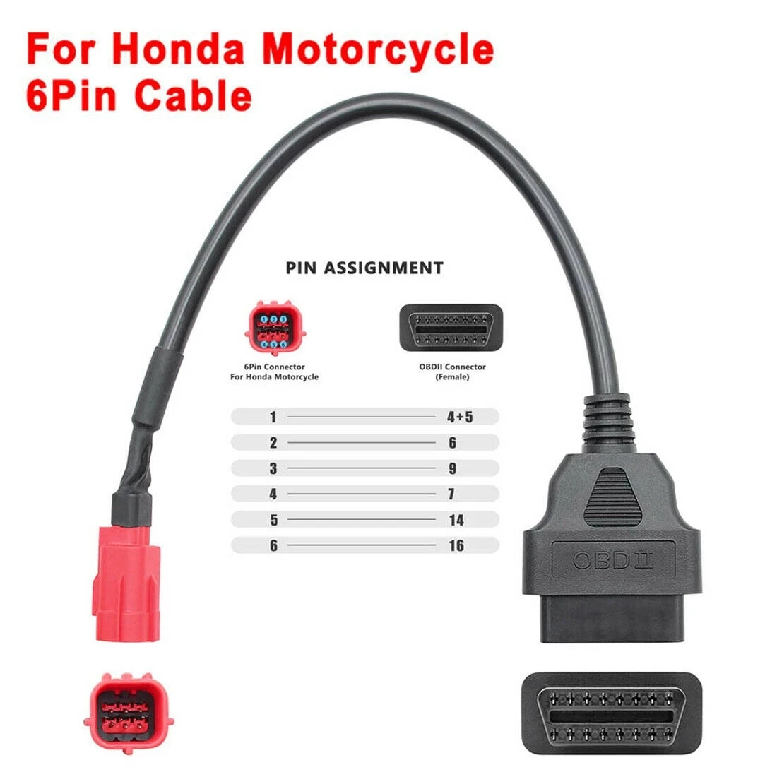 Motorcycle OBD2 Diagnostics Connector for Honda YAMAHA Suzuki Ducati Harley KTM Kawasaki Motorbike OBD Extension Cable Adapter