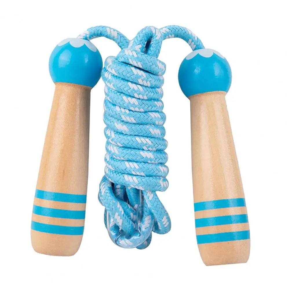 Tangle-Free Braided Kid Skipping Rope Cartoon Wooden Handle Adjustable Length Jump Rope Sports Equipment