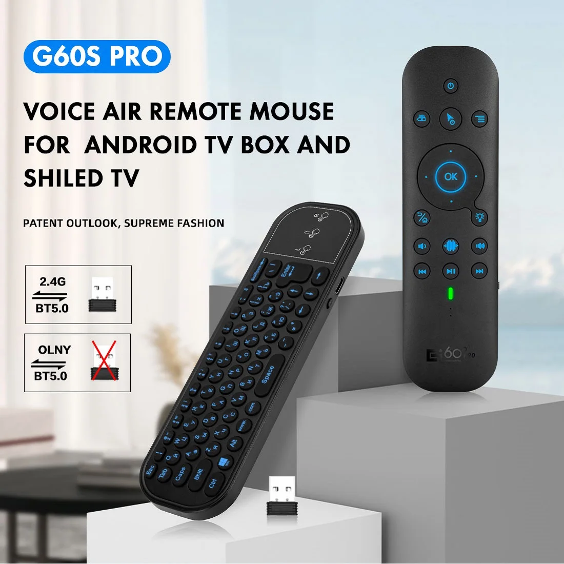 G60S PRO BT Voice Remote Control Backlit IR Learning BT5.0 Battery 2.4G Wireless Air Mouse For Android Smart TV BOX PC Tablet