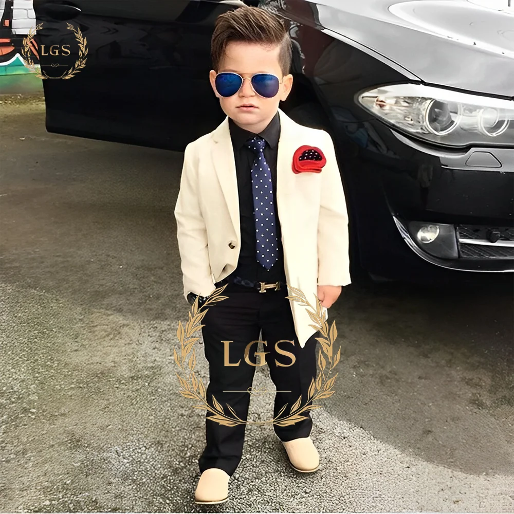 Boys' suit 2-piece suit (jacket and black trousers) suitable for boys 2~16 years old casual vacation custom suit