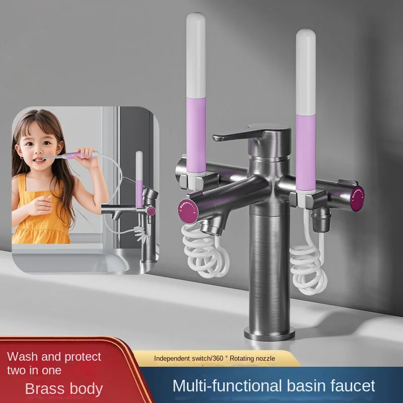 

Bathroom cabinet washbasin Multi-function basin faucet cold and hot water household oral cleaning washbasin teeth flusher