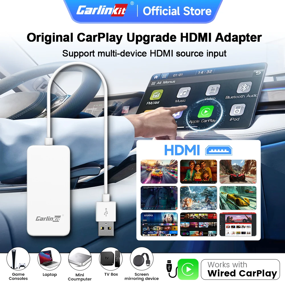 CarlinKit Car TV Mate Multimedia HDMI Adapter HD Video Output Adapter For Support HDMI Device Video Streaming Smart Box Plug &