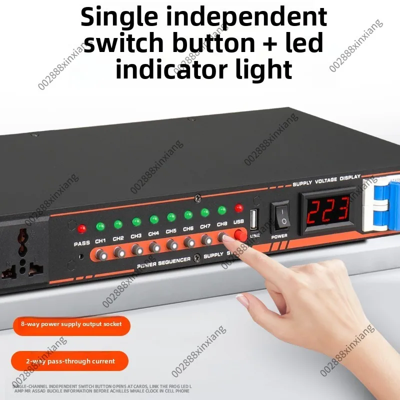 

8+2 Channel Power Sequencer, Professional Filter Purification, Stage KTV Meeting Cabinet Power Manager