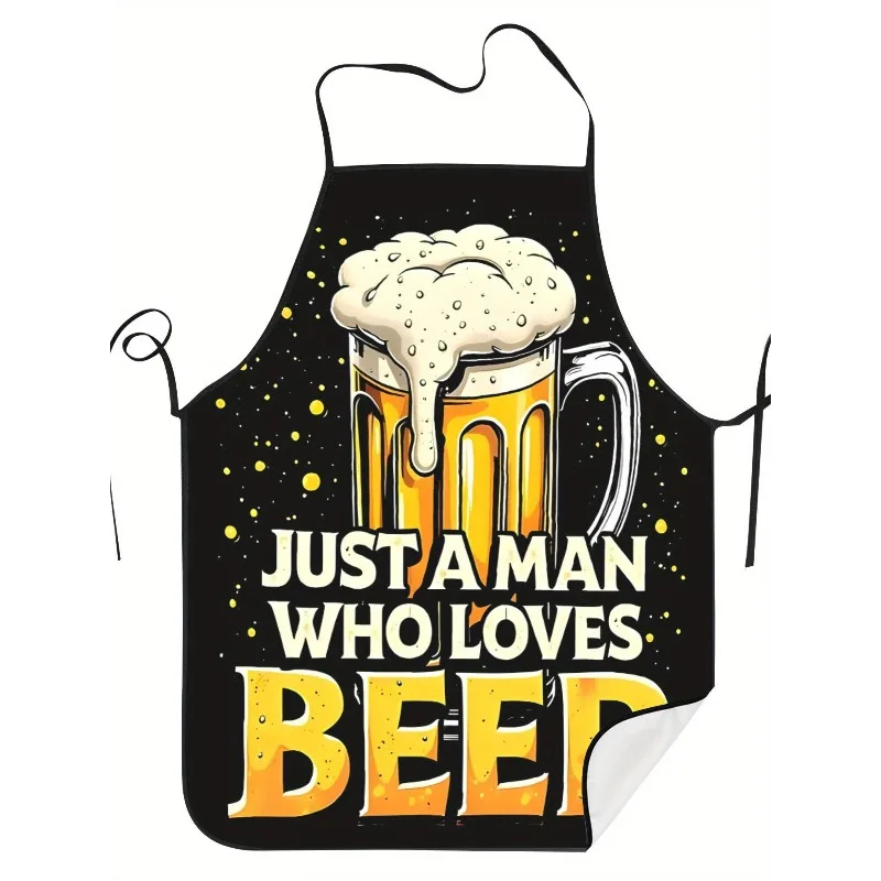 Funny Beer Lover Apron - Just A Man Who Loves Beer Quote Graphic Linen Bib for Men Kitchen Cooking BBQ Grill Gift