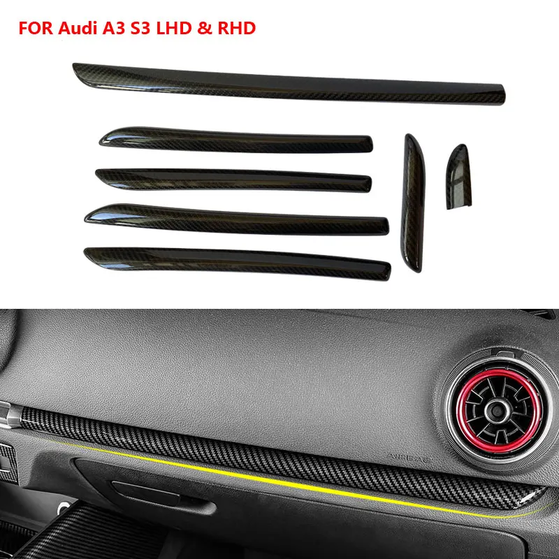 

RHD LHD Dry Carbon Fiber Center Console Door Panel Trim For Audi A3 S3 RS3 2014-2018 Car Central Interior Moldings Cover Trims