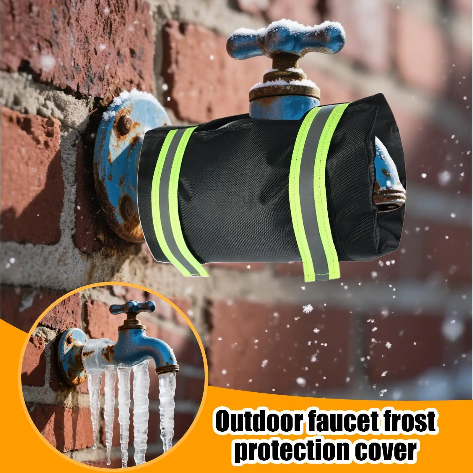 Faucet Covers For Winter 2 Pieces 10x7 Inch Reflective Tap Protector Weather-Proof Tap Insulation Protector For Fountain