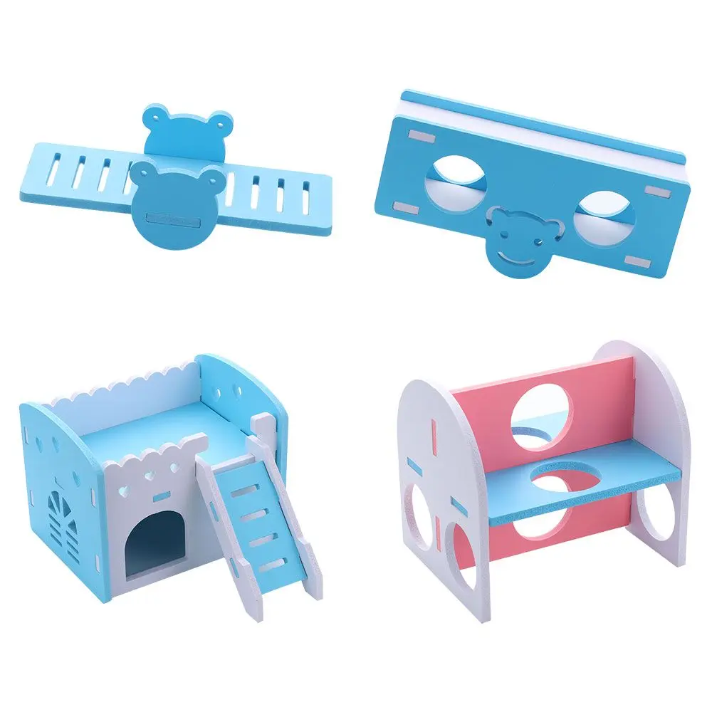 Exercise Play  Swing Wooden Pet Sport Exercise  Set Rainbow Bridge Gerbil Hamsters House