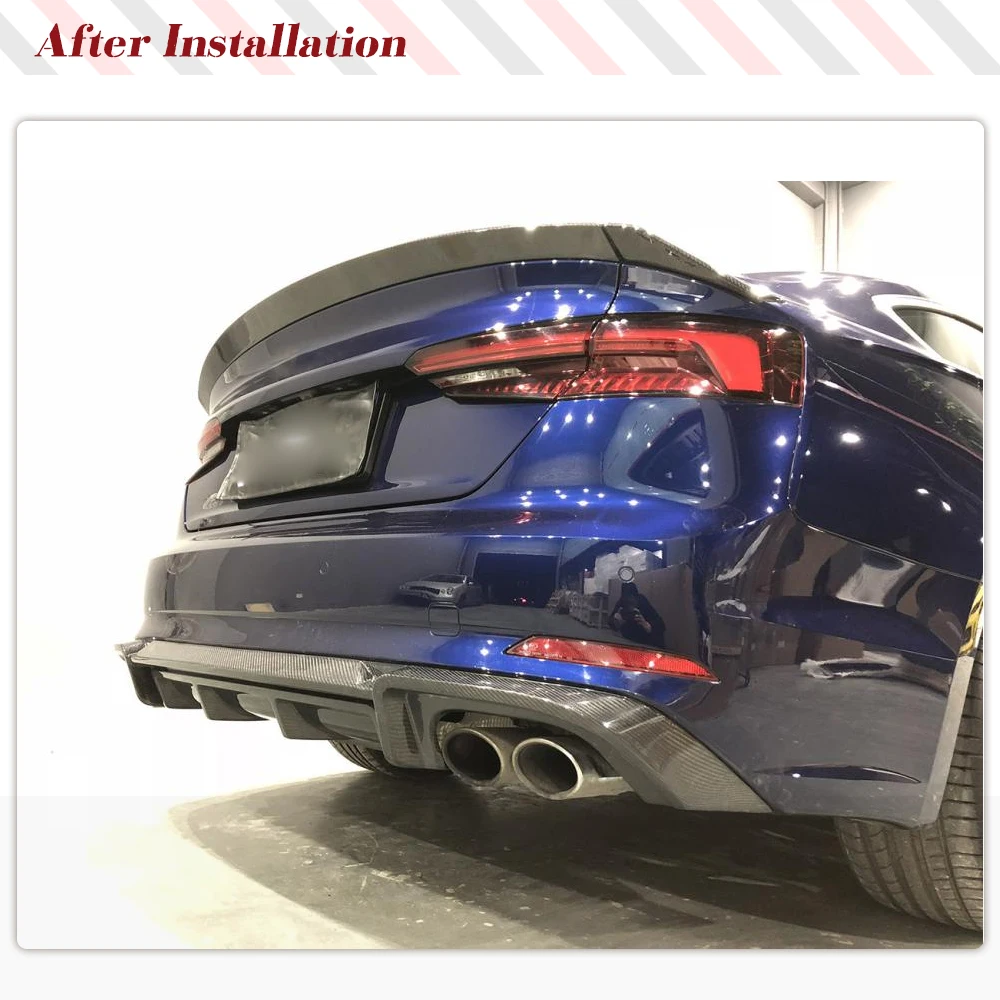 For Audi A5 Sline S5 B9 Sport 2017 - 2019 2-Door 4-Door Rear Bumper Lip Diffuser Car Spoiler Splitters Carbon Fiber / FRP