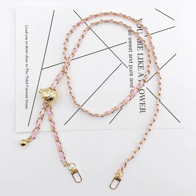 Bag Chain Phone Case Chain Round Ball Chain Wear Leather Metal Chain Braided Chain Shoulder Bag Strap All-match Temperament