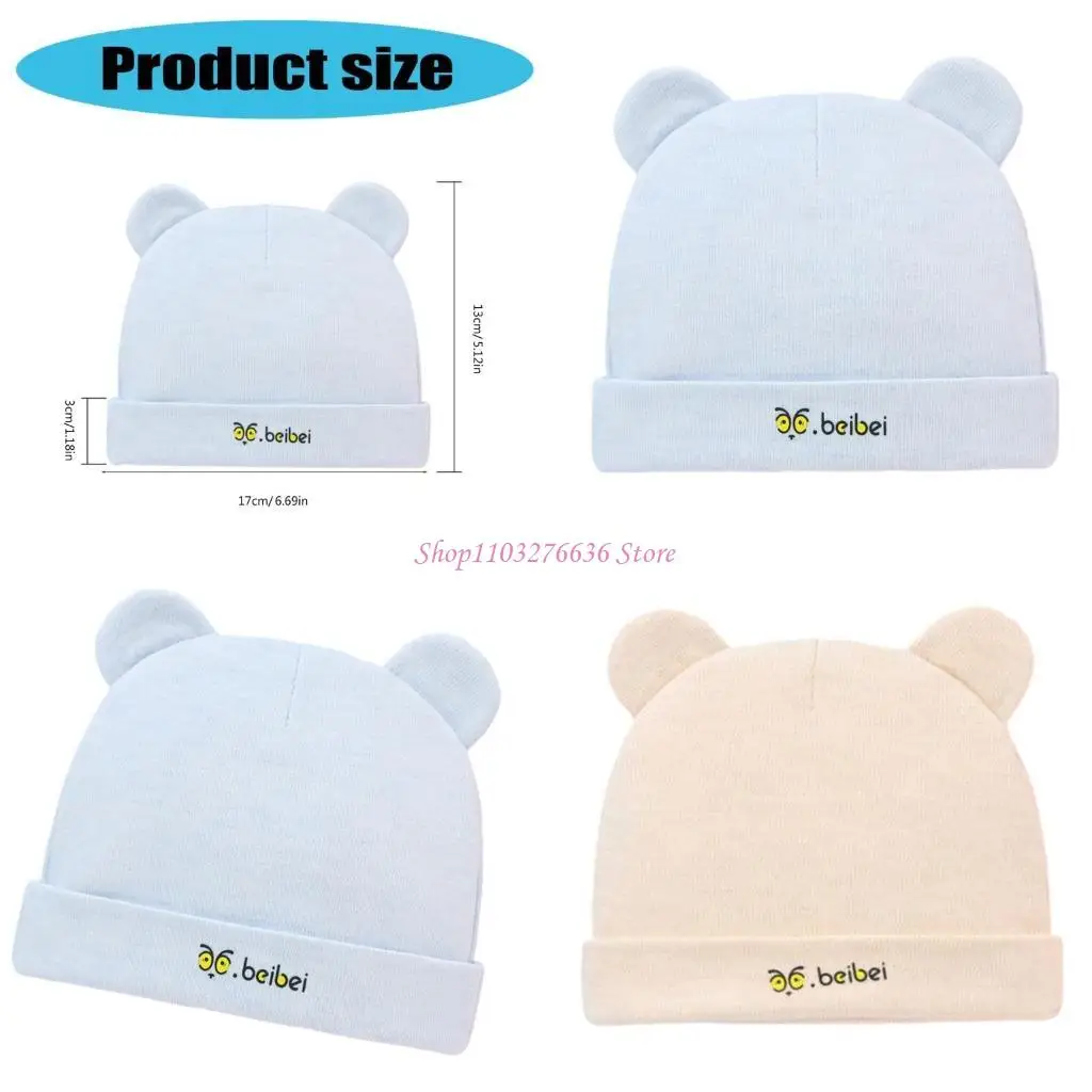 

R6FD Soft & Dethablare Caps Cottal Bear Bear Cabe Shat для новорожденных Эластичная шляпа Прекрасная капота младенцев в течение