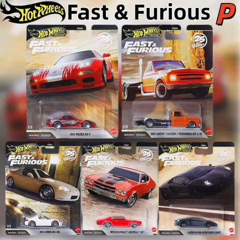 New Mattel Hot Wheels Fast & Furious P Chase HNW46 Mazda RX-7 Lamborghini Chevrolet Honda 1/64 Car Model Collectible Toy Gift