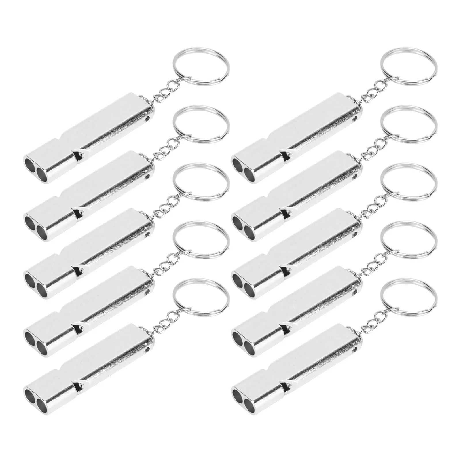 Emergency Double Tube High Frequency Whistle with Keychain for fishing and for camping 