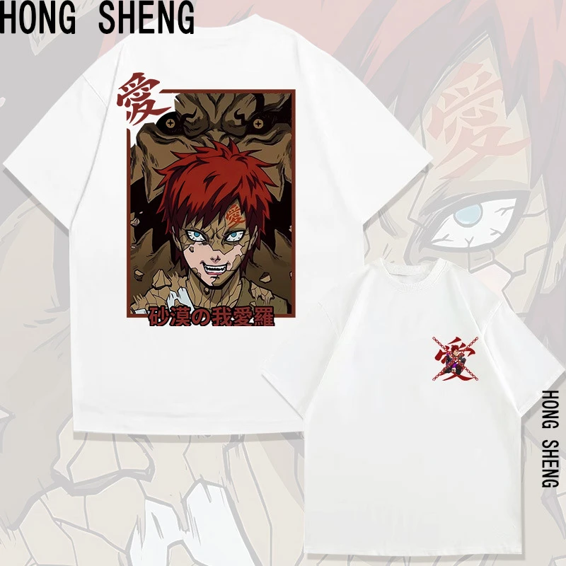 

Japanese Anime Naruto I Love Luo Tide Short-sleeved Women T-shirt Men's Summer Tide Brand Loose Front Shoulder Summer Clothes