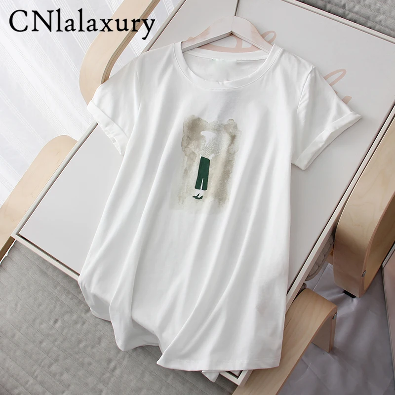 2022New Summer White Vintage Cotton T Shirt Women Harajuku O-Neck Short Sleeve Casual Tshirt Tops Female Camiseta Verano Mujer