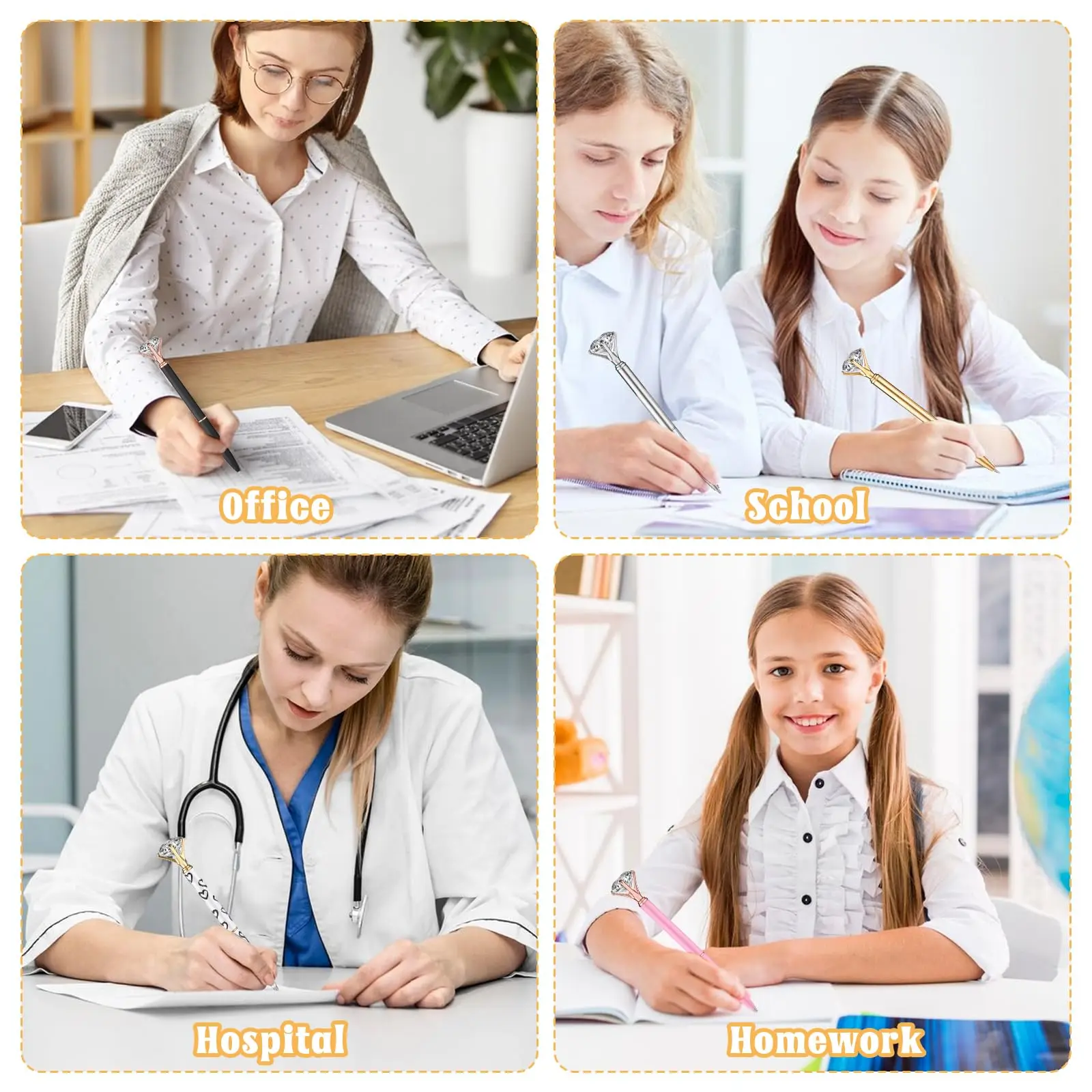 30 Pcs Big Crystal Diamond Ballpoint Pens Retractable Metal Crystal Pens for Women Wedding Bridal Shower Decor Gifts