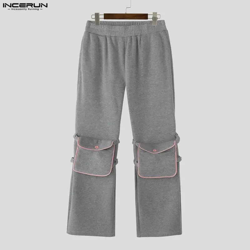 

Мужские брюки INCERUN, эластичные брюки-джоггеры в стиле пэчворк, повседневные брюки, мужская уличная одежда, модные мужские длинные брюки для тренировок и отдыха с карманами