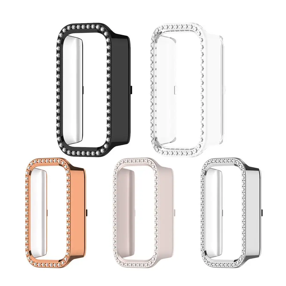 Для Xiaomi Band 9 Active защитный чехол для часов с бриллиантами, инкрустированный бриллиантами, ремешок 3, полый чехол-браслет F2K7