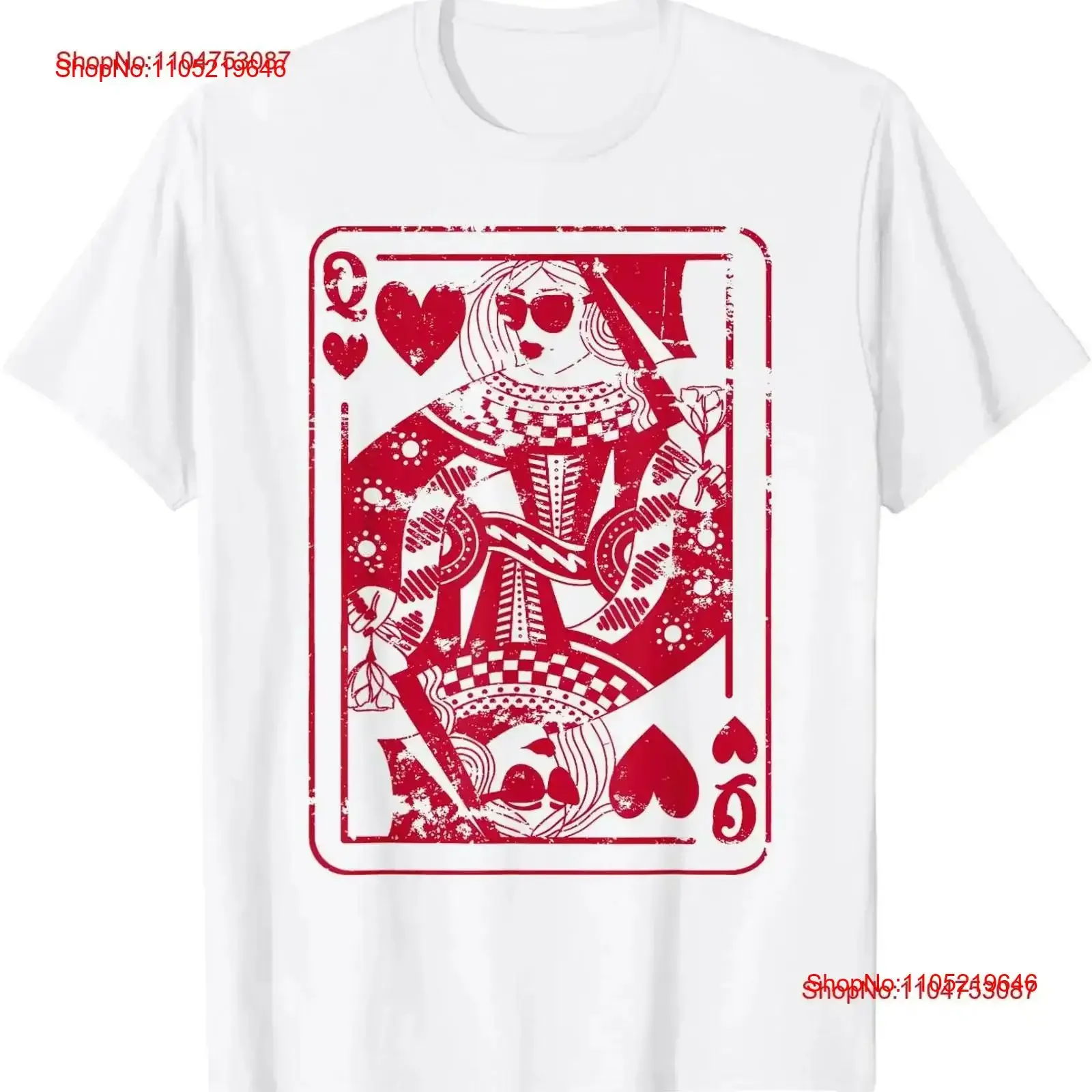 Queen Of Hearts Valentines Day Cool V Couple Matching T Shirt s 4XL vintage Washed Comfortable Stylish homme Stretched Casual