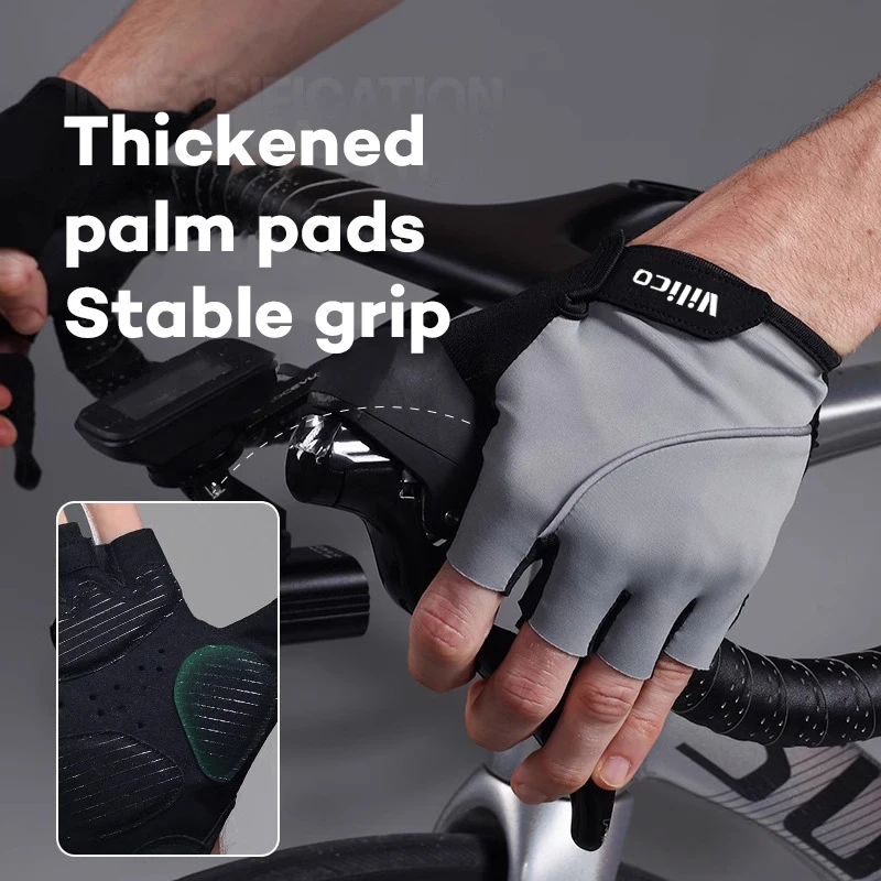VILICO 1 Pair New Cycling Gloves Workout Gym Gloves for Men Women Weight Lifting Fingerless Gloves Training Exercise Fitness