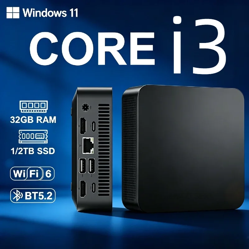 Mini PC Intel Core i3 6100 Windows 11 Pro 32GB RAM 1TB/2TB SSD WIFI 6 BT5.2 4K HD Computadora para Juegos, Oficina y Estudio