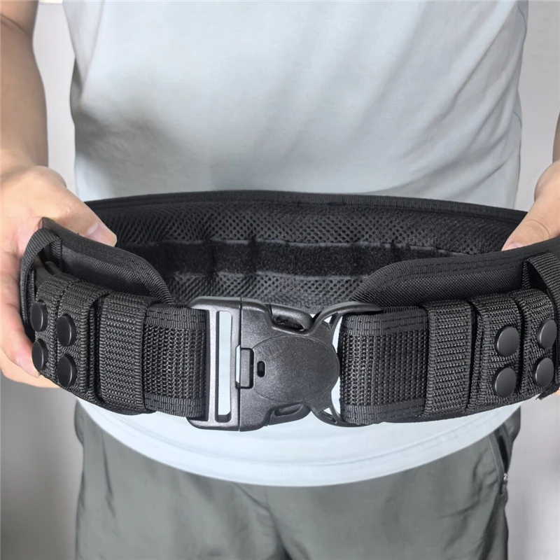 Automatic Buckle Tactical Hard Waistband Workwear Men'S Outer Waistband Black Multifunctional Training Extended Armed Waistband