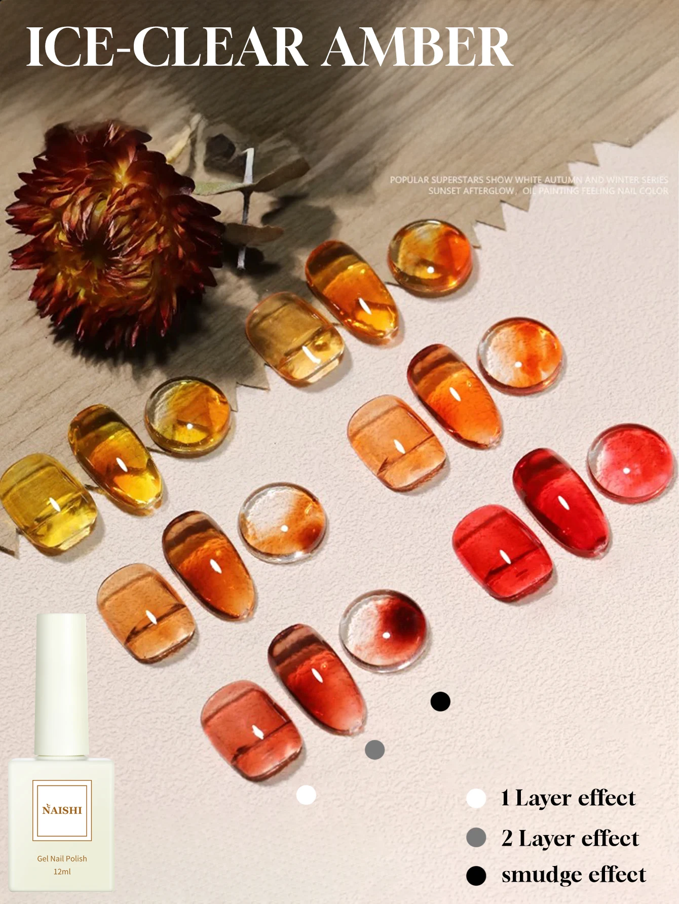 1/12 ชิ้น 2025 ใหม่ฤดูใบไม้ร่วงและฤดูหนาวศิลปะคาราเมลฟักทองออโรร่า แอมเบอร์ เบอร์กันดีเจลยาทาเล็บอุปกรณ์ทำเล็บ