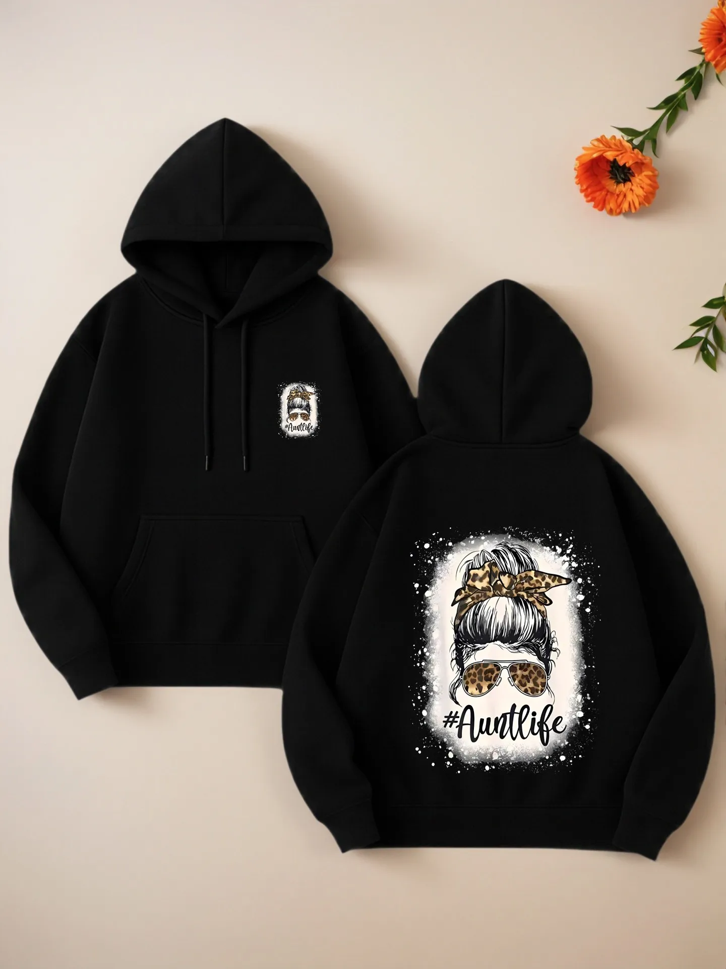 レディース グラフィック パーカー、美的デザイン、フリース裏地、カジュアルな日常着、若い女性向け