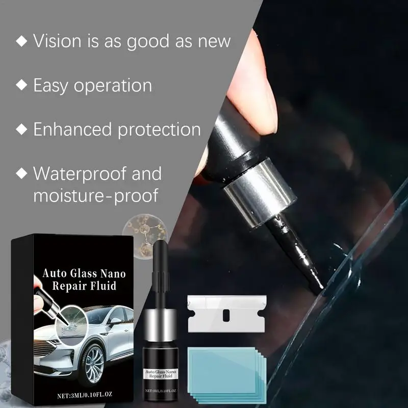 

Cracked Glass Scratch Repair Kit 3ml Vehicle Windscreen Nano Fluid Filler Quick Fix Windscreen Scratch Restore Fluid For Glass