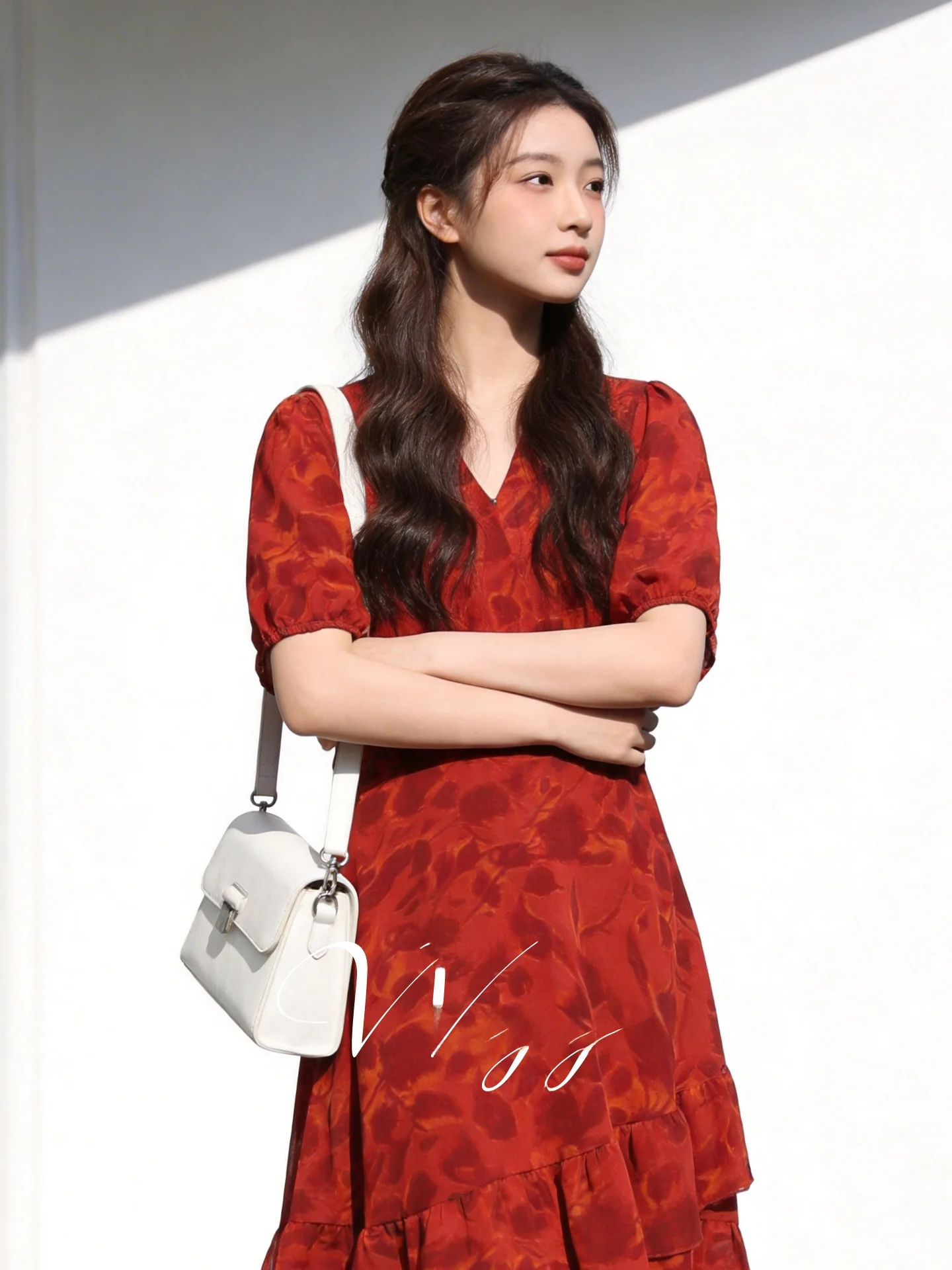 

Summer New Style Korean Sweet Girl Commute Versatile Short Dress Women's plus Size Dress A-Line Skirt Polyester Fiber V-Neck